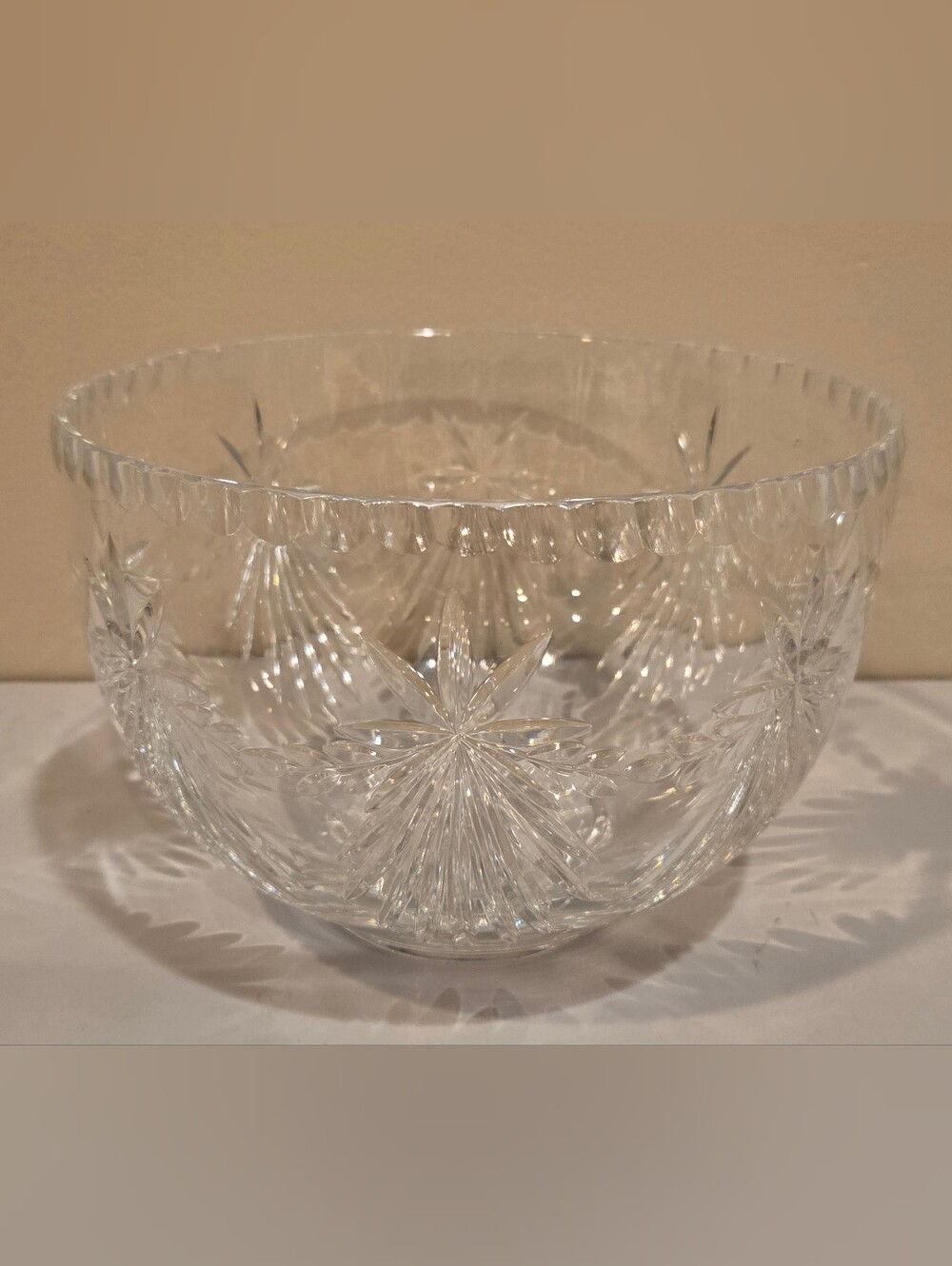 Cut Glass Crystal Serving Bowl - Clear